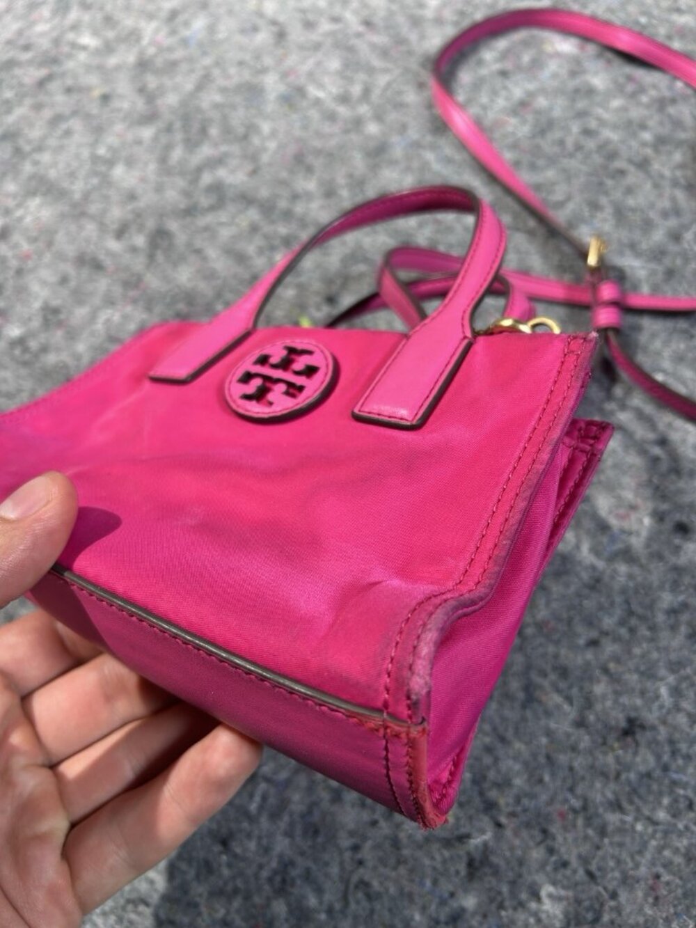 Tory Burch Pink Small Satchel Top Handle Bag with Detachable Strap Gold Hardware - Picture 9 of 15